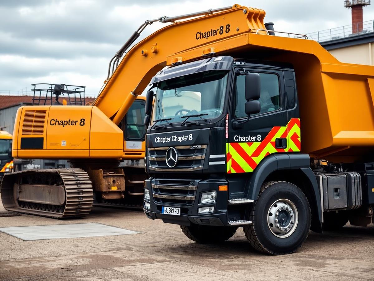 Construction plant machinery with crisp branded vinyl safety graphics